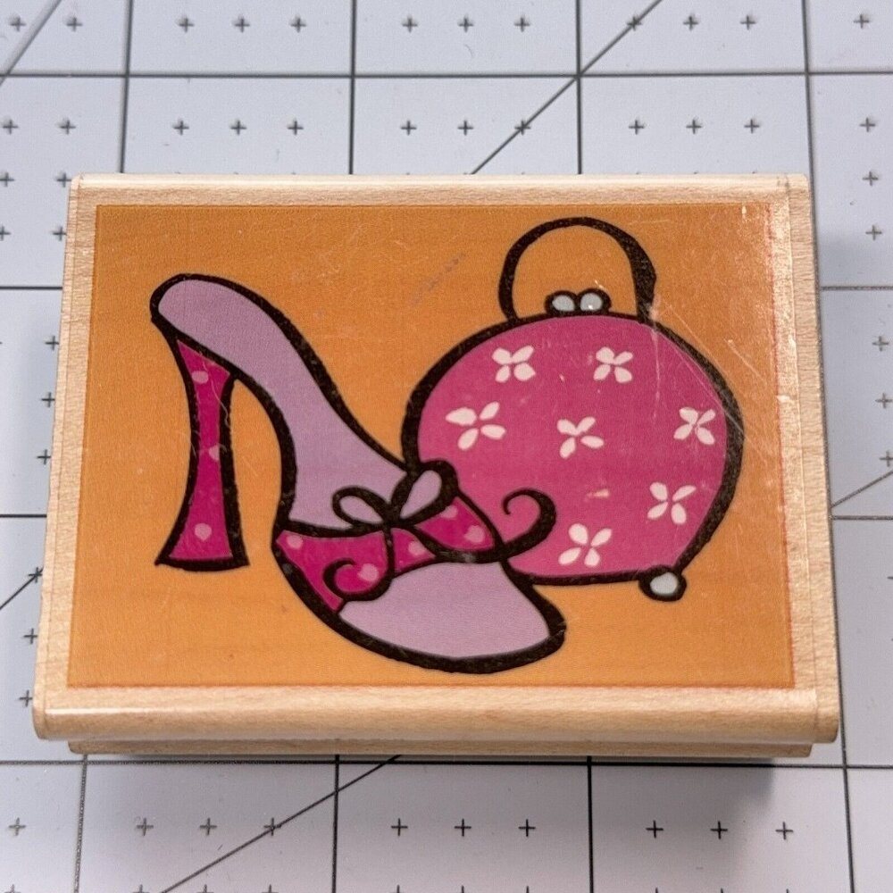 Shoe & Purse Rubber Stamp Hampton Art 1829 Fashion Shopping Girly Girl Craft